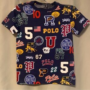 Polo by Ralph Lauren Kids Cotton Jersey Graphic Tee Shirt All Over Print 6 NWT